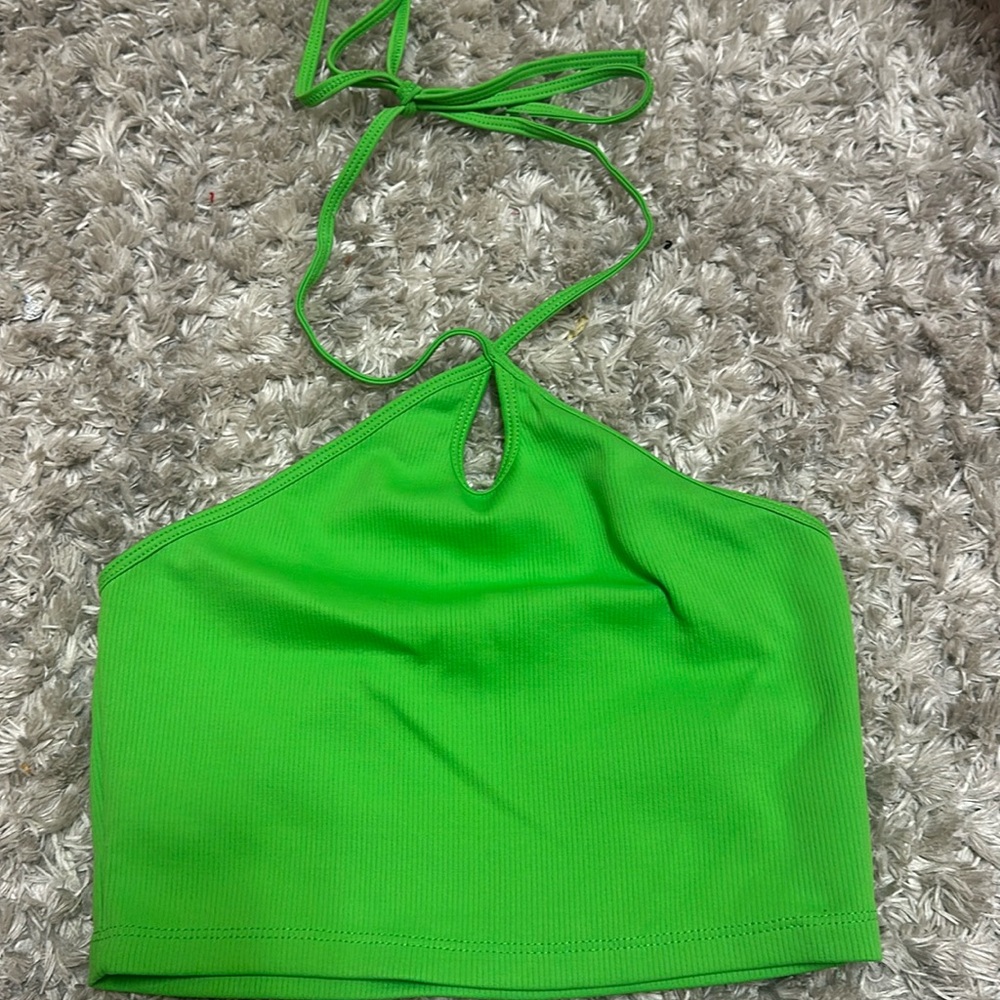 Green Zara cropped tank s